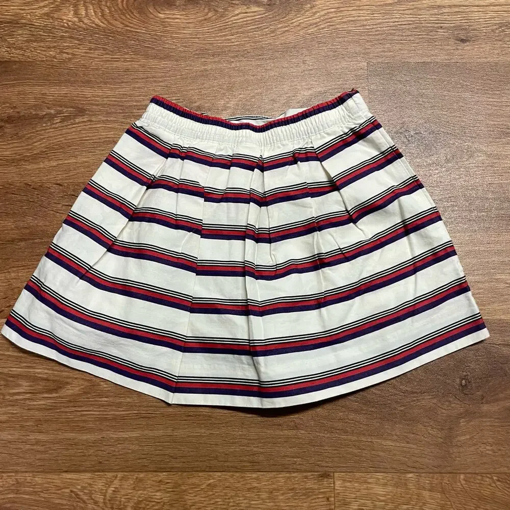 Janie & Jack Pleated Red White Blue Striped Pull On Skirt Girls Size 3 Toddler